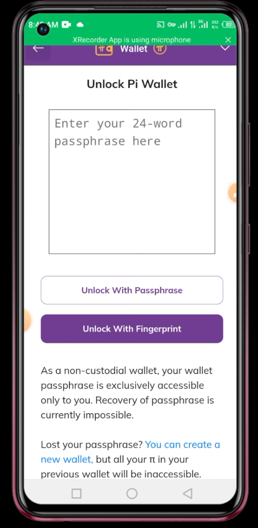  recover pi wallet passphrase 